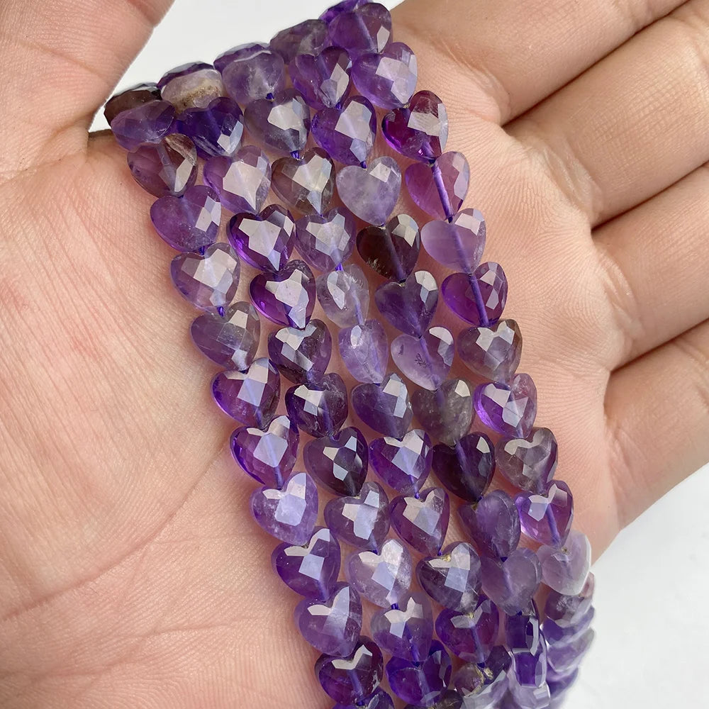 8MM Heart Love Shape Stone Bead Natural Faceted Amethyst Tiger Eye Loose Spacer Beads For DIY Bracelet Neckalce Earring Supplies