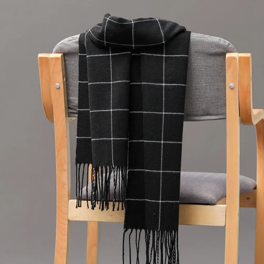 Winter Thick Warm Men's Scarf Cashmere Plaid Fringed Tassels Business Long Scarf Soft British Style Camping Hiking Scarf Shawl - Madeinsea©
