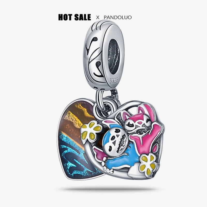 NEW in Charm Disney Cheshire Cat Charm beads Suitable for Original Women Stitch Bracelet Necklace Pendant Jewelry Holiday gifts