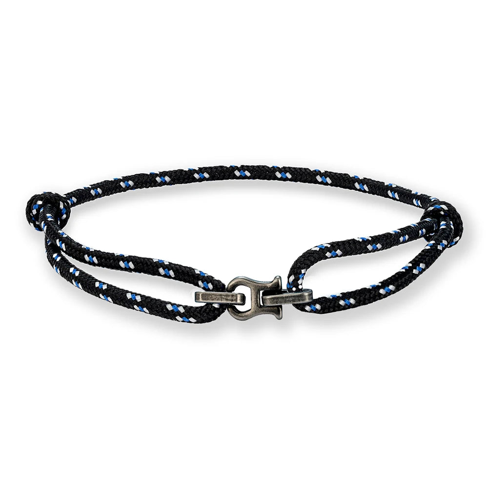 MKENDN Punk Style Vintage Oxidized Black Horseshoe Buckles Chain Link Rope Bracelet For Men Women Stainless Stell Jewelry Gifts