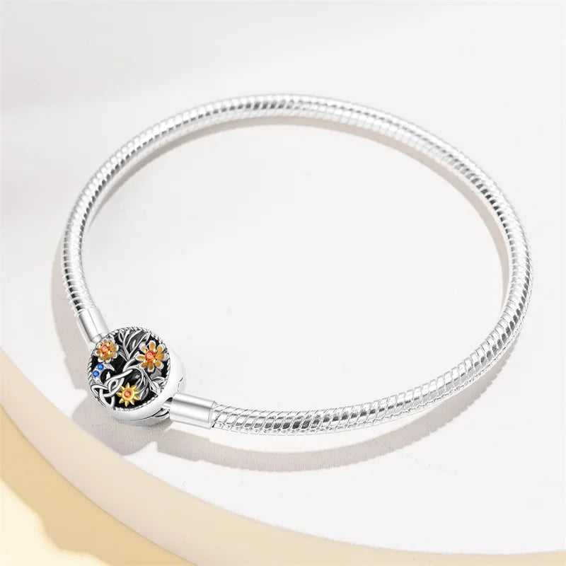 New Bracelets 925 Silver Original Pink Princess Glow Cat Claws Heart Shaped Bracelets Fit DIY Charms Beads Birthday Jewelry Gift