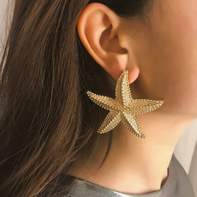 Summer Golden Starfish Earrings for Women