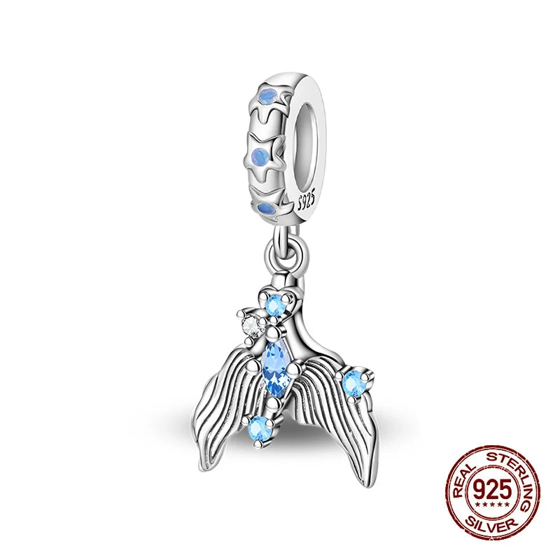 Summer 925 Sterling Silver Luminous Ocean Pendants Crab Whale Shark Charms Beads Fit 925 Original Bracelet Fine DIY Jewelry Gift