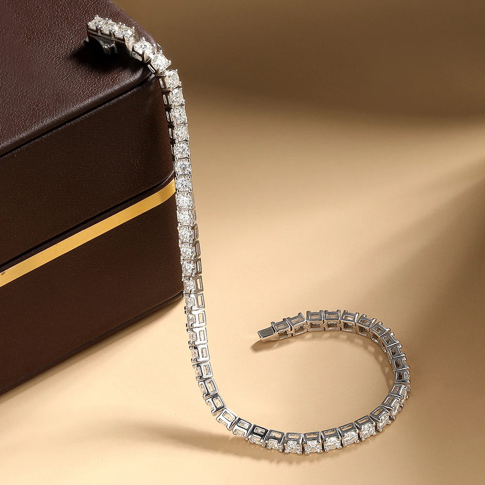 Serenity 3mm 4mm 5mm Moissanite Tennis Bracelet For Women Man 100% S925 Sterling Silver Spring Lock Couples Bracelet Anniversary