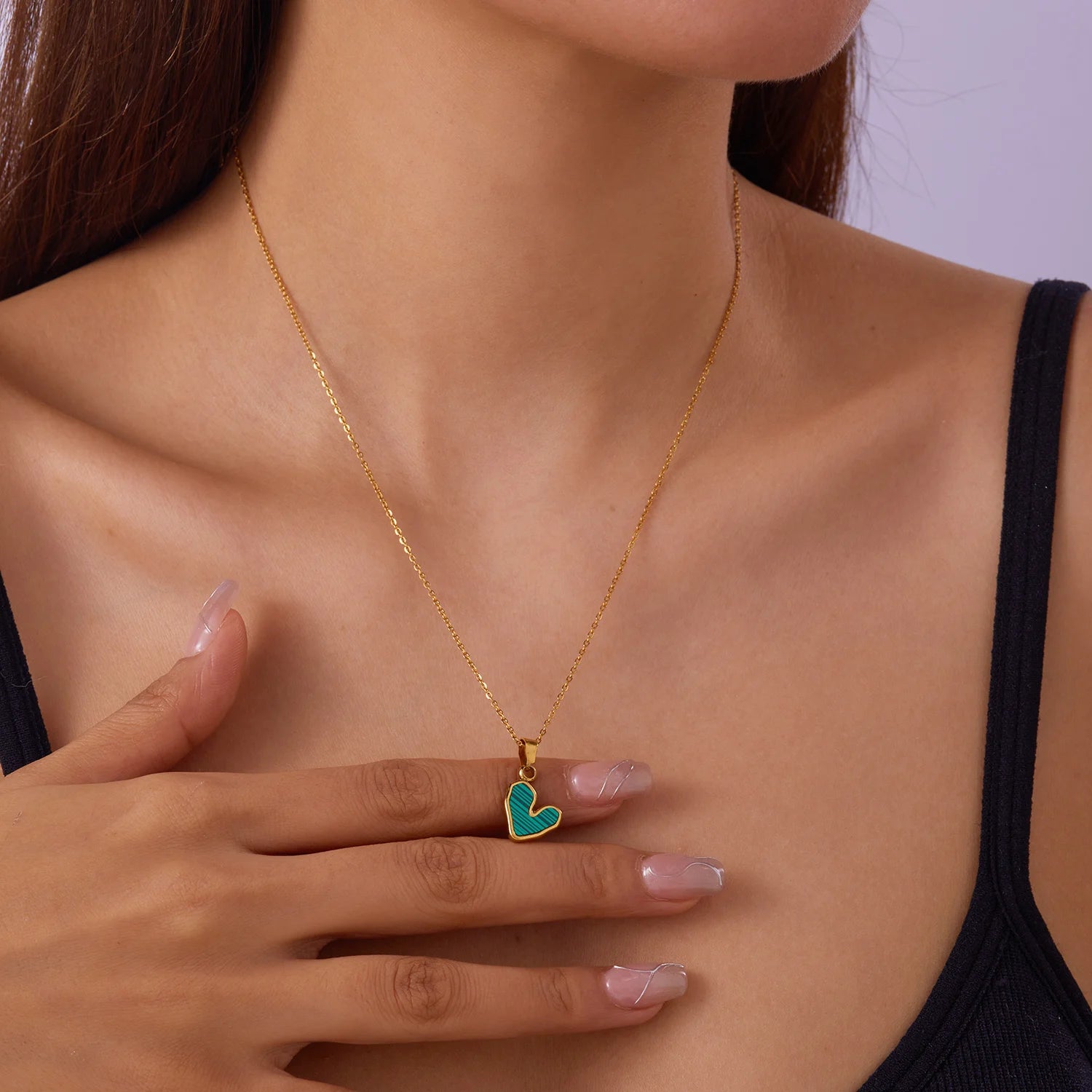 Stainless Steel Love Heart Necklace For Women Gold Color Colorful Pendant Choker Neck Chain Lover Party Birthday Jewelry Gifts