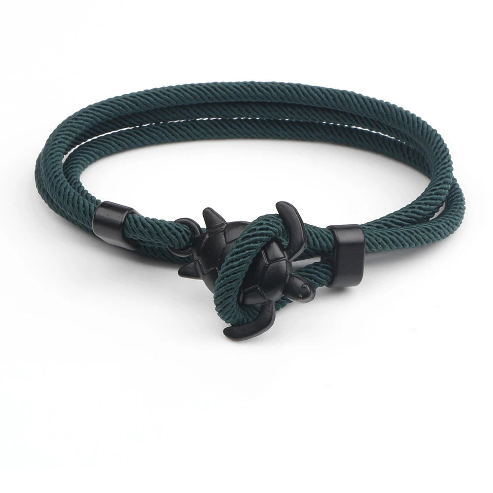 Bracelet homme simple et élégant en corde tressée à la main, style tortue de mer, de haute qualité, finition milanaise. Bijou idéal à offrir.