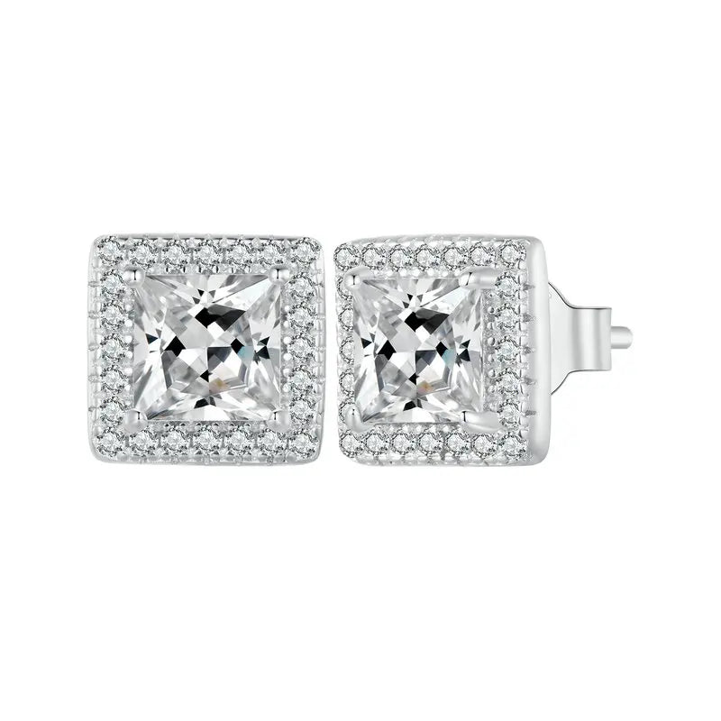 BAMOER Vergoldete Halo CZ Ohrstecker 925 Sterling Silber Hypoallergen Klassisch Elegant Herz Ohrringe Schmuck BSE894