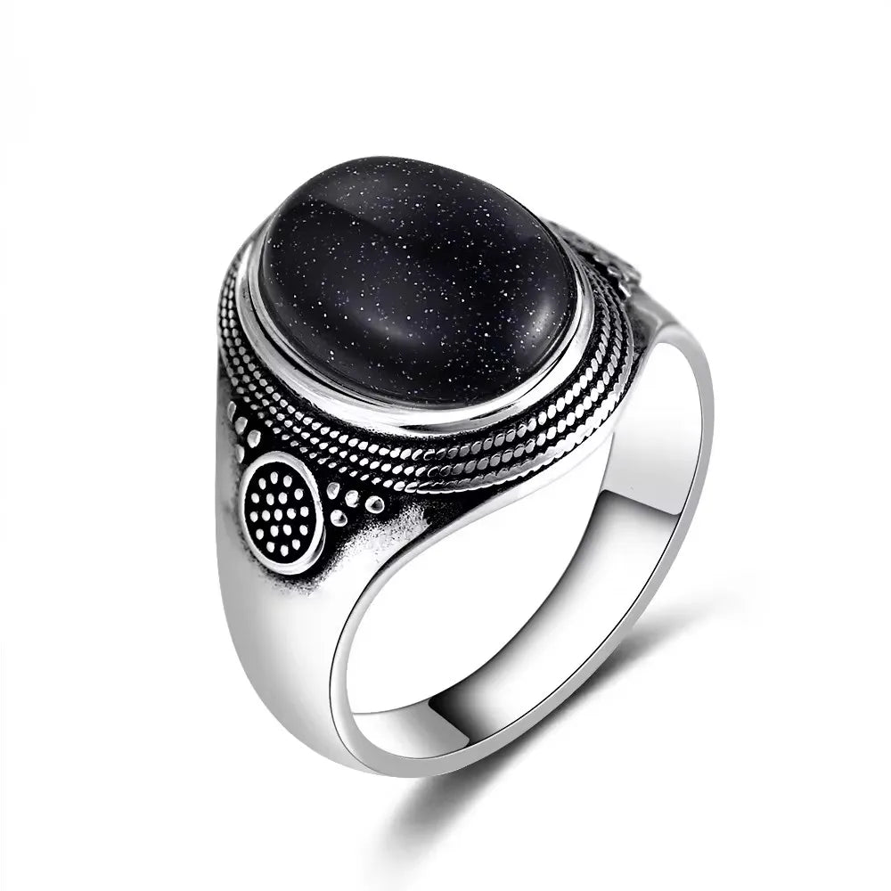 Vintage 925 Sterling Silver Ring Natural Moonstone Ring 10*14mm Oval Large Stone Retro Silver Fine Jewelry Gift For Women Men