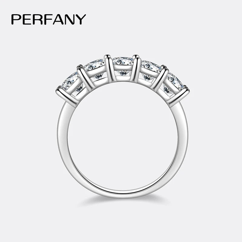 PERFANY 2CT Square Cut Moissanite Women's Ring S925 Pure Silver Sparkling Laboratory Diamond Wedding Fashion Jewelry