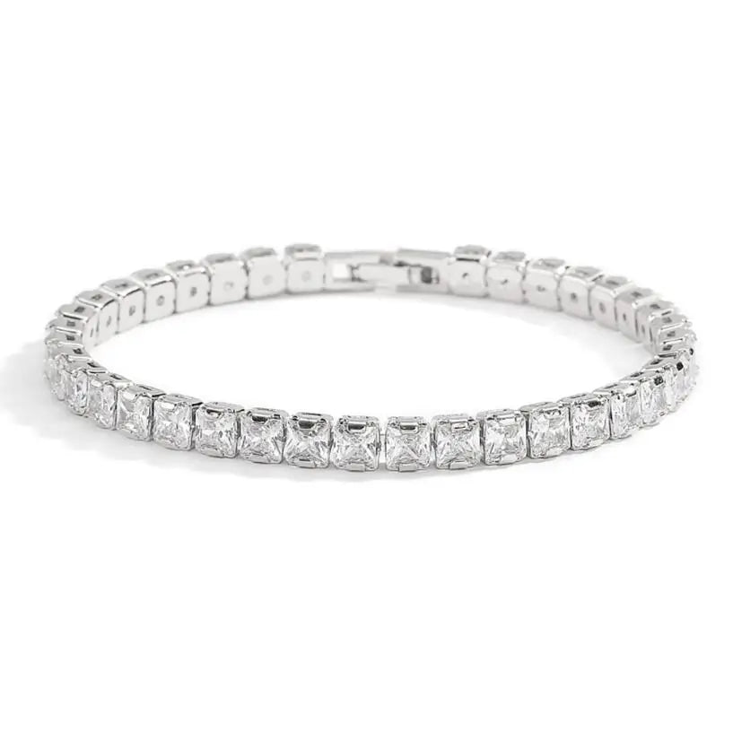 Solid Pure Silver 15/16/17/18/19/20/21 cm Tennis Bracelet Pave 3 mm Round Black Jet Zircon Elegant Real 925 Jewelry For Women