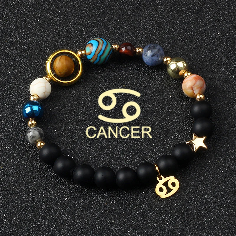 Universe Galaxy Eight Planets 12 Constellation Bracelets for Women Natural Stone Solar System Bracelets Libra Virgo Leo Jewelry - Madeinsea©