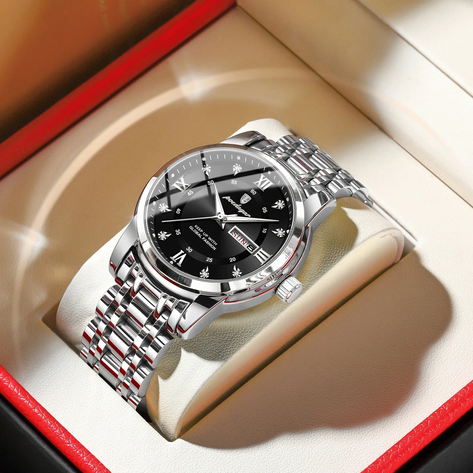 POEDAGAR Luxury Watch for Man Elegant Date Week Waterproof Luminous Men Watch Quartz Stainless Steel Sports Men's Watches reloj - Madeinsea©