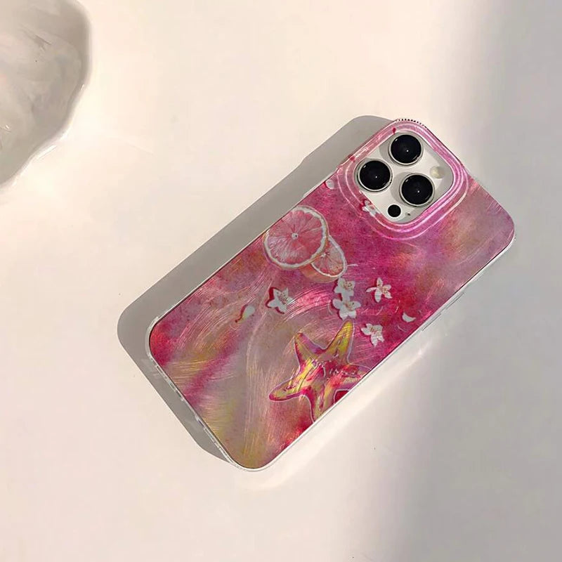 Summer Fresh Pink Water Wave Printed Case For Xiaomi Poco X7 X3 X6 X5 M6 Pro 4G Mi 14T Pro 11 Lite 5G Shockproof Phone Cover