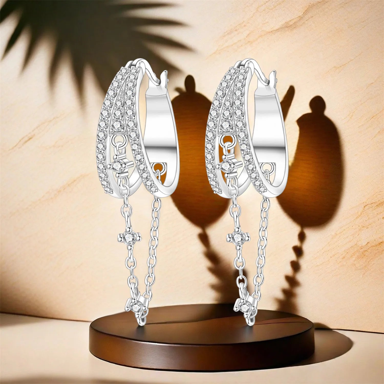 PANPOKI S925 Sterling Silver Multi Circle Tassel Earrings Versatile Hoop Earrings For Women Jewelry Original Party Gifts