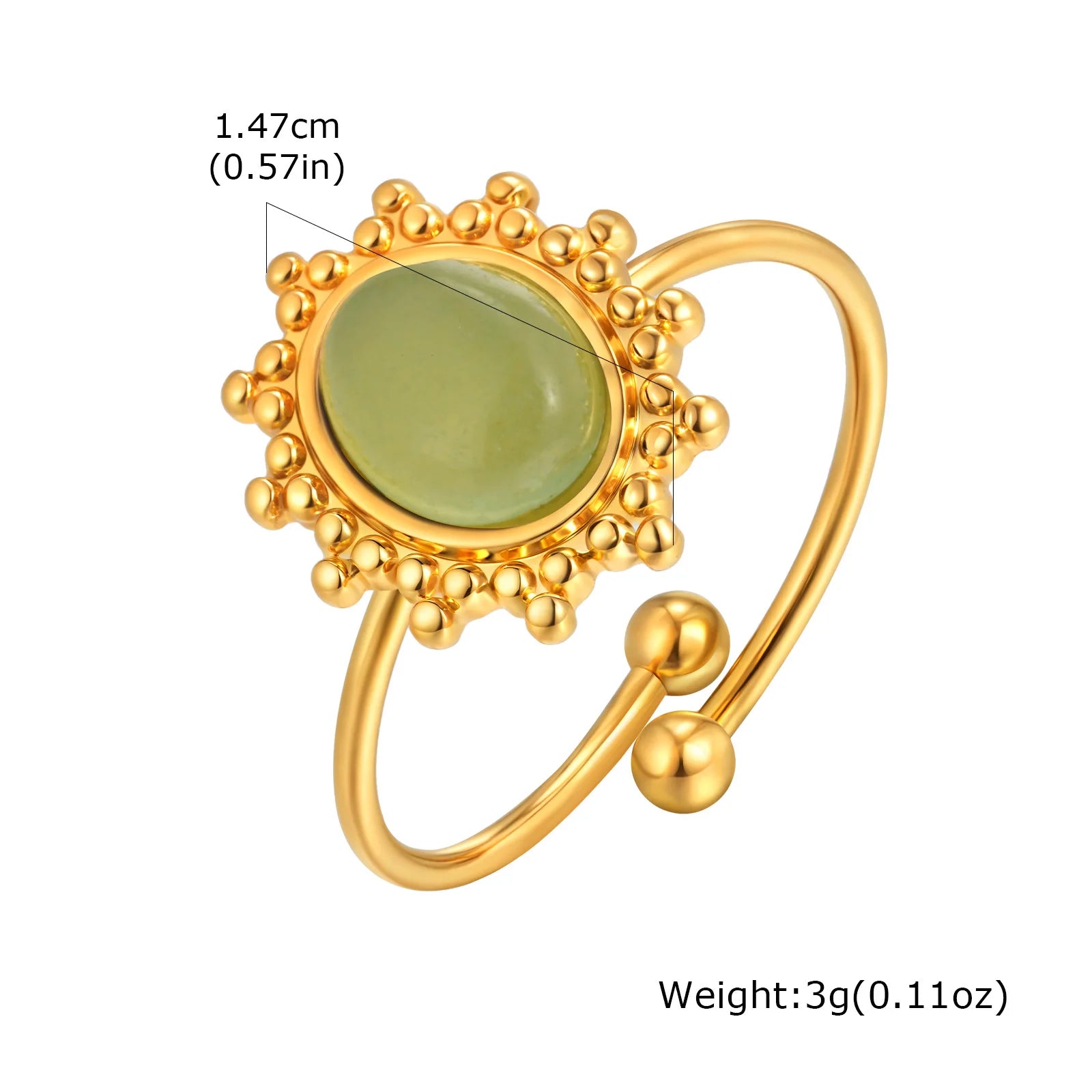 Vnox Elegant Natural Stone Stainless Steel Rings Fashion Colored Pearl Opal Turquoise Rings For Women Retro Waterproof Jewelry