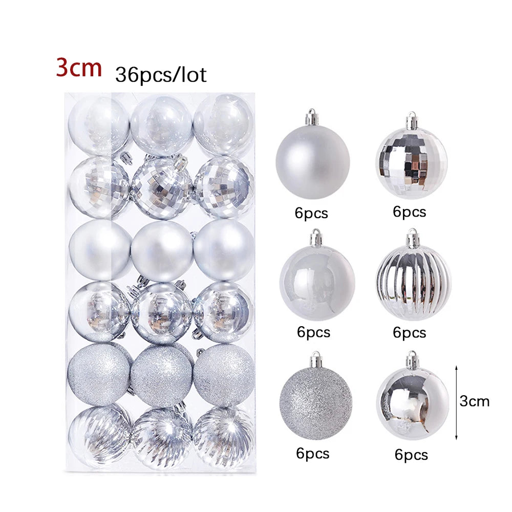 3/4Cm Christmas Ball Decoration Christmas Tree Ball Ornament Pendant Hanging Decor Merry Christmas Decoration Home New Year 2024