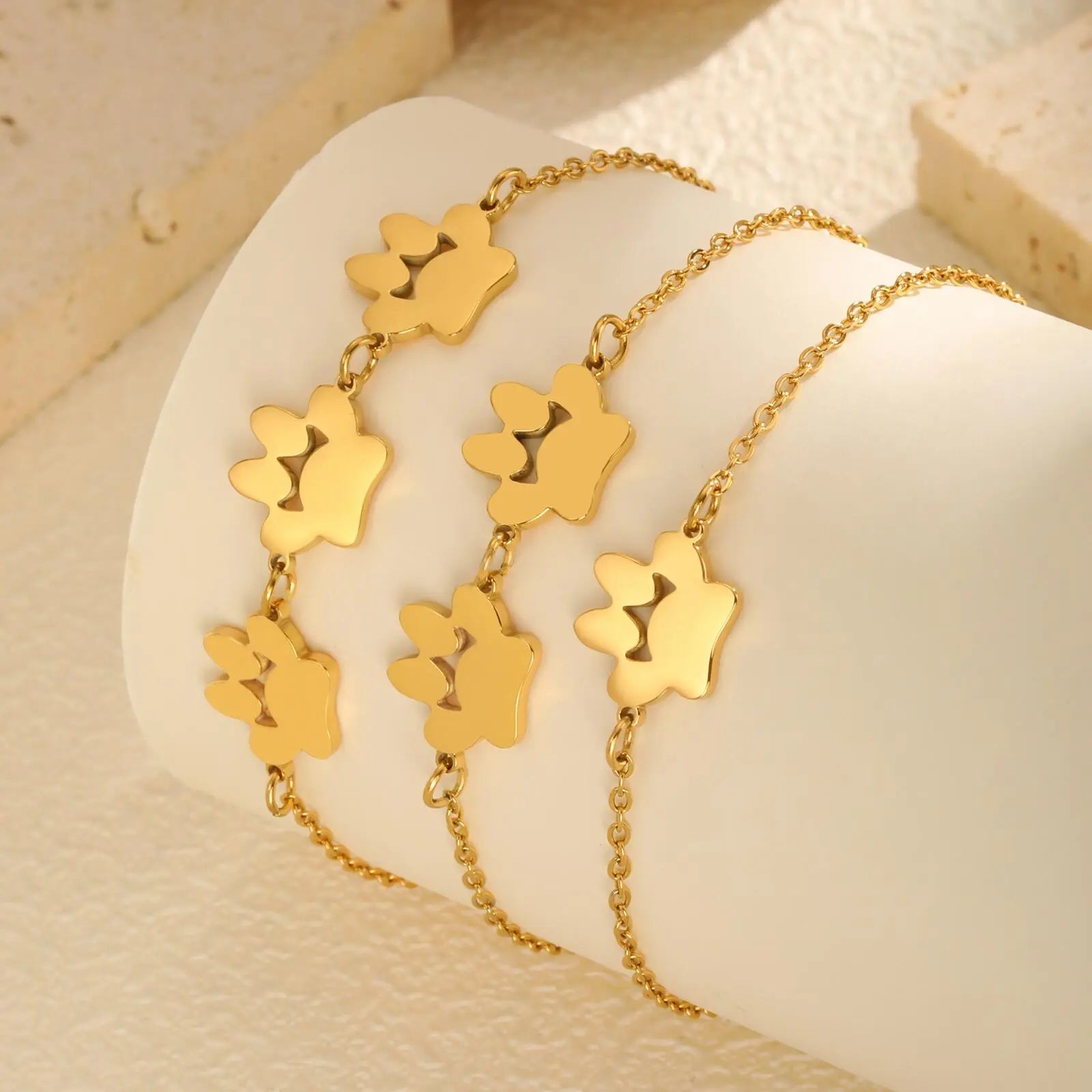 Vnox Cat Paw Women's Bracelet Cute Pet Accessories Engraving Name Bracelet Stainless Steel Custom Jewelry Same Suitable Animal