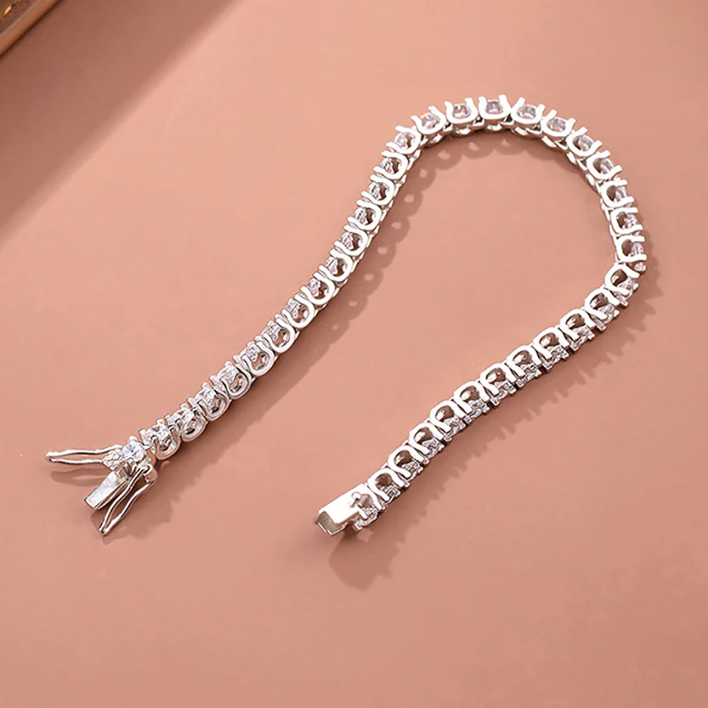 Serenity 3.5mm D Color Moissanite Tennis Bracelet for Women Men Gift S925 Sterling Silver Bracelet Plated 18K Hand Chain Jewelry - Madeinsea©
