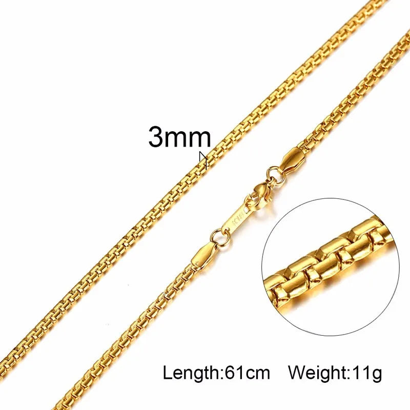 Collier ras du cou pour homme Vnox Dropshipping, chaîne gourmette plate en acier inoxydable, motif serpent ton sur ton, 3-6 mm, 61 cm (24 pouces).