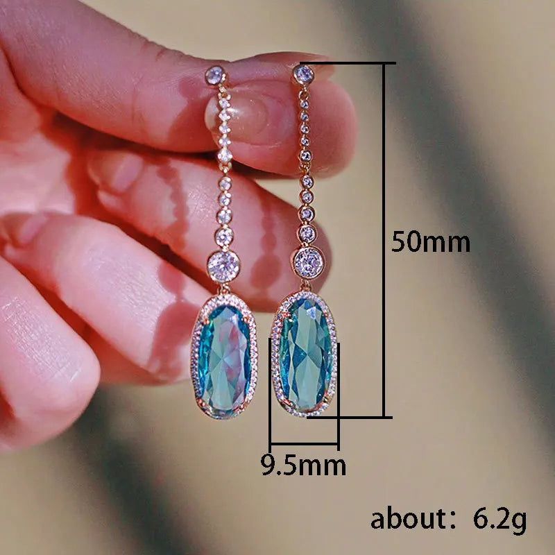 18k Gold Erarrings Drop for Women Wedding Engagement Bridal Jewelry Elegant Eardrop Natural Sapphire Gemstone Gold Earrings