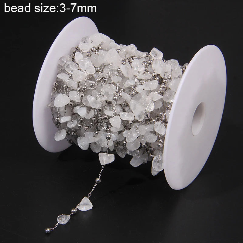 Natural Quartzs Stone Stainless Steel Chips Beads Chains For DIY Bohemia Jewelry Making Women Necklace Choker Bracelet Handmade - Madeinsea©