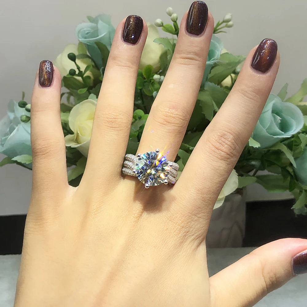 Serenity 1-5ct D Moissanite Rings for Women Wedding Bridal Gift S925 Sterling Silver Sparkling Lab Diamond Eternity Ring Jewelry