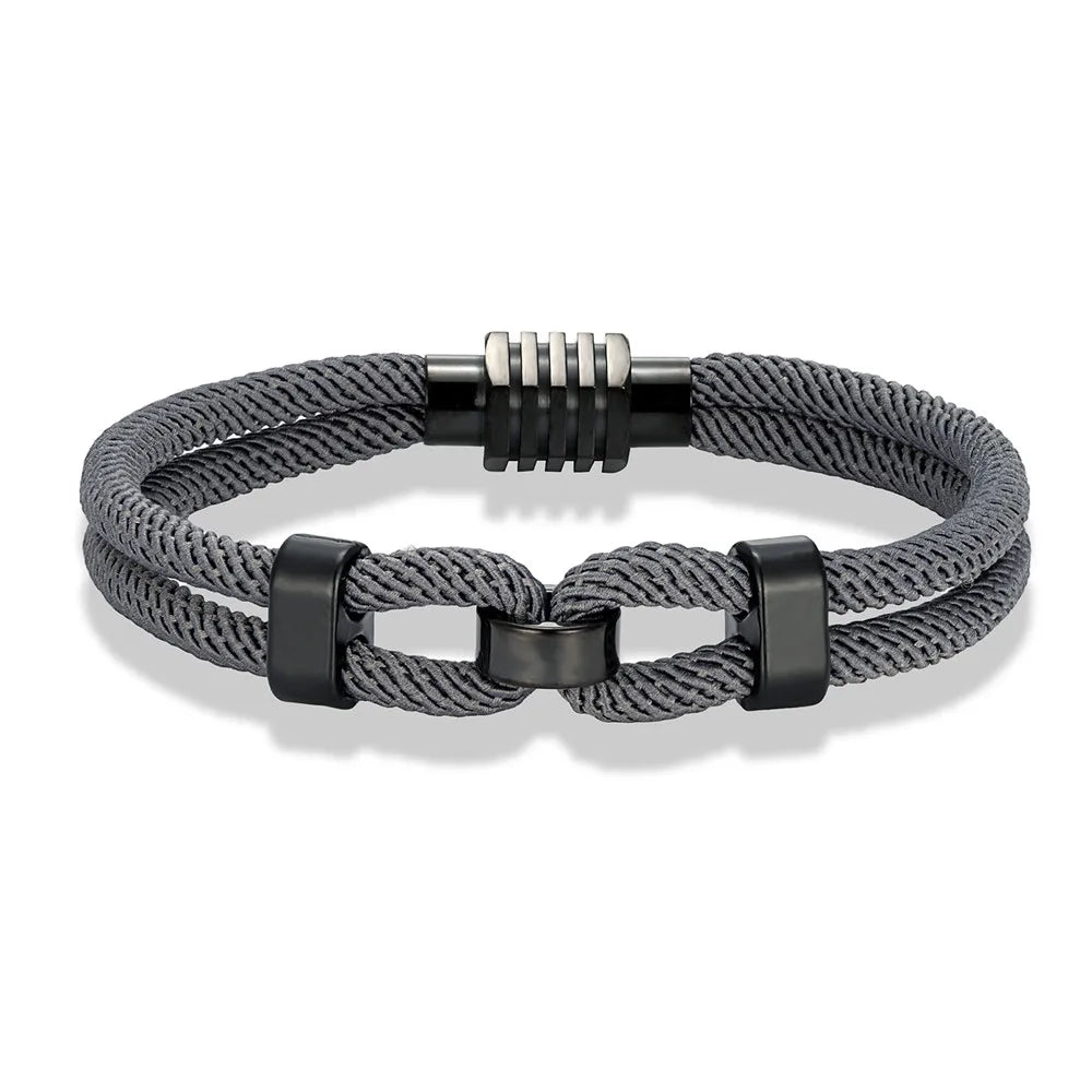 MKENDN 4mm Braided Rope Bracelet for Men Nautical Wrap Magnetic Button Bangle Bicycle Accessories Fashion Pulseria Homme