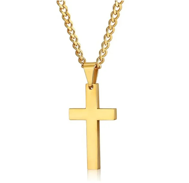 Classic Cross Pendant Necklace For Men Women 24inch Gold Silver Color Chain Necklace Fashion Christ Faith Prayer Jewelry Gifts