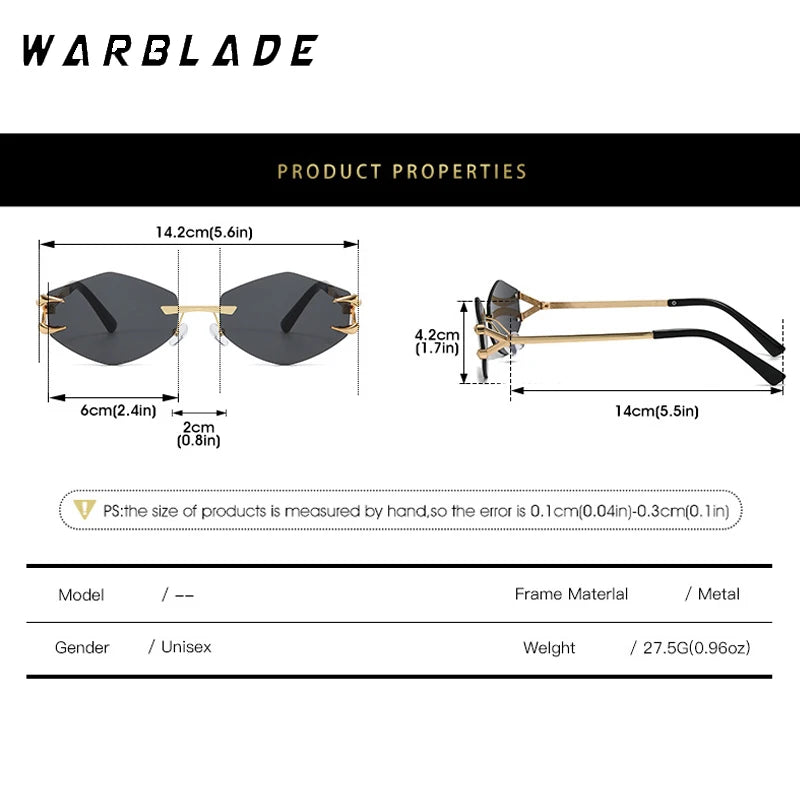 2025 metall Kleine Rahmen Polygonal frauen Sonnenbrille Mode Randlose Rhombus Sonnenbrille Für Weiblich Männlich Sommer Reisen Brillen