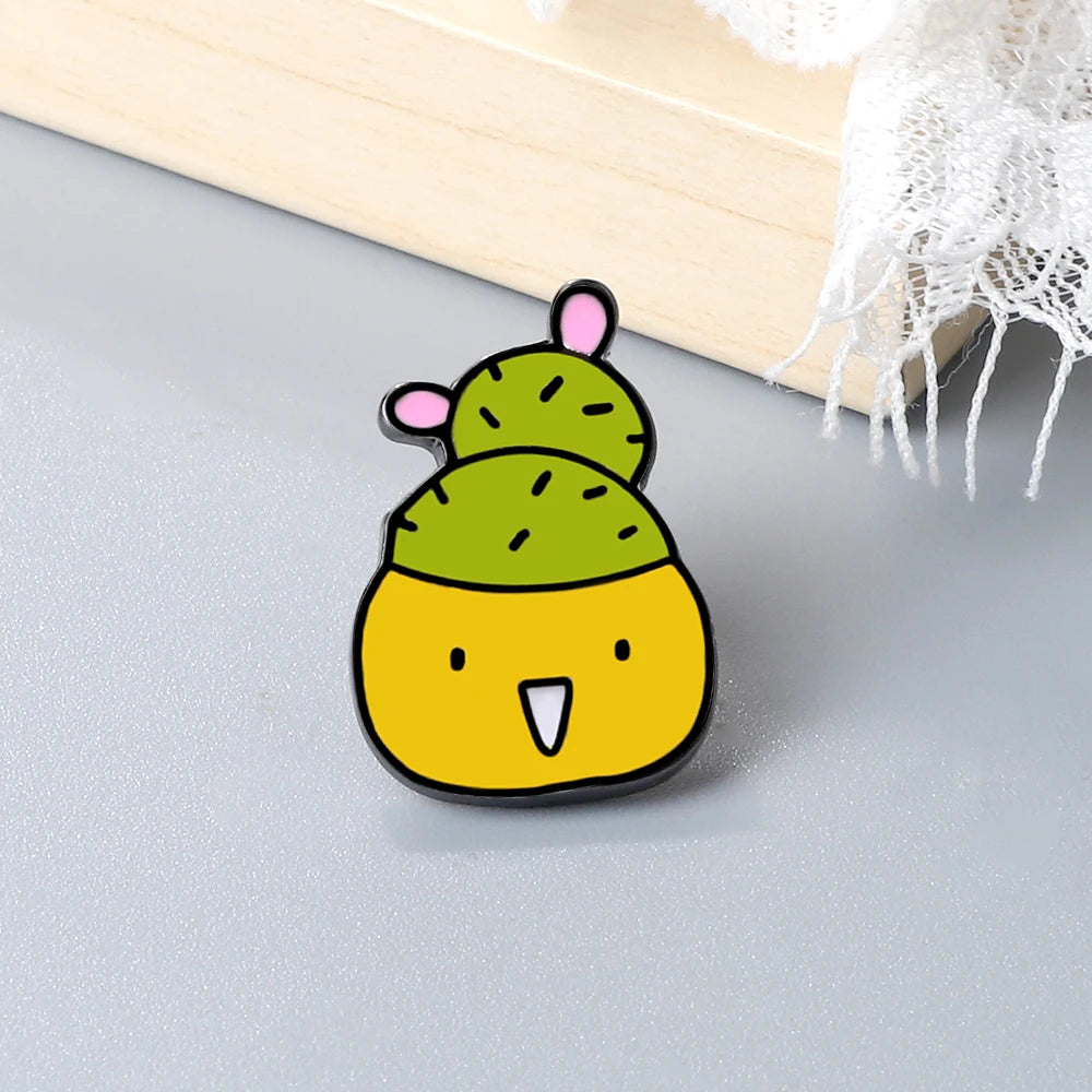 12 Styles Cute Cactus Enamel Pins Metal Plant Brooches Women Men Jeans Coat Lapel Pin Badges Kids Backpack Decoration Jewelry