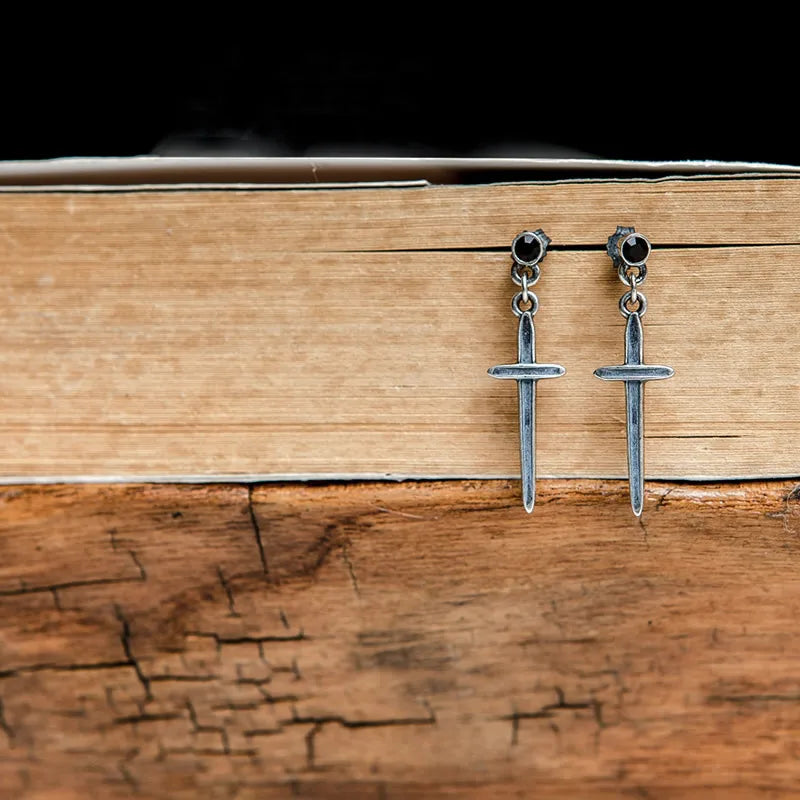 MKENDN Gothic 100% 925 Sterling Silver Creative Retro Cross Drop Earrings Punk Street Style Ear Pin for Men Women Fine Jewelry