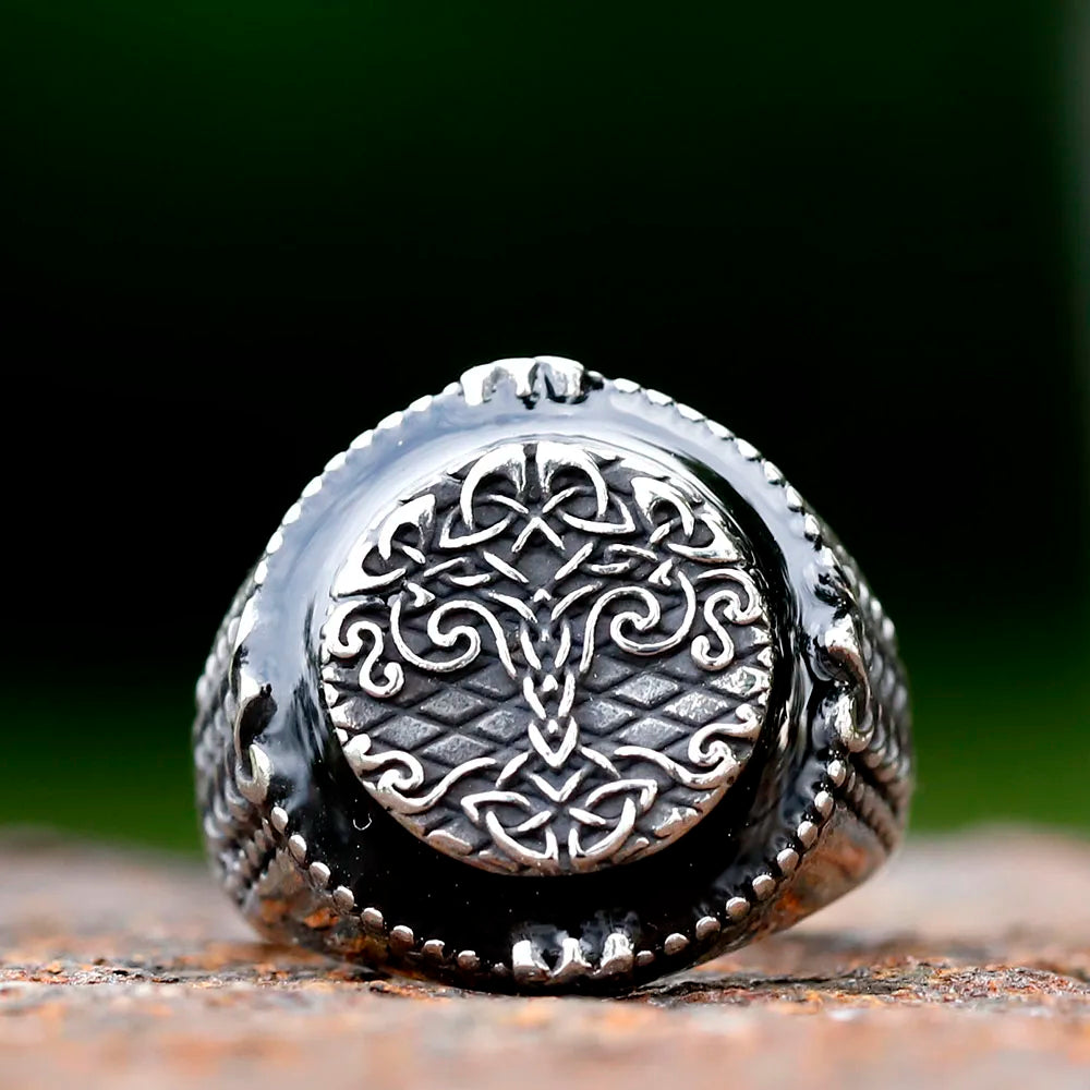 Nordic viking Yggdrasil Viking Tree of Life Ring Men Retro Hip Hop Biker Celtic Knot Ring Stainless Steel Amulet Jewelry Gift