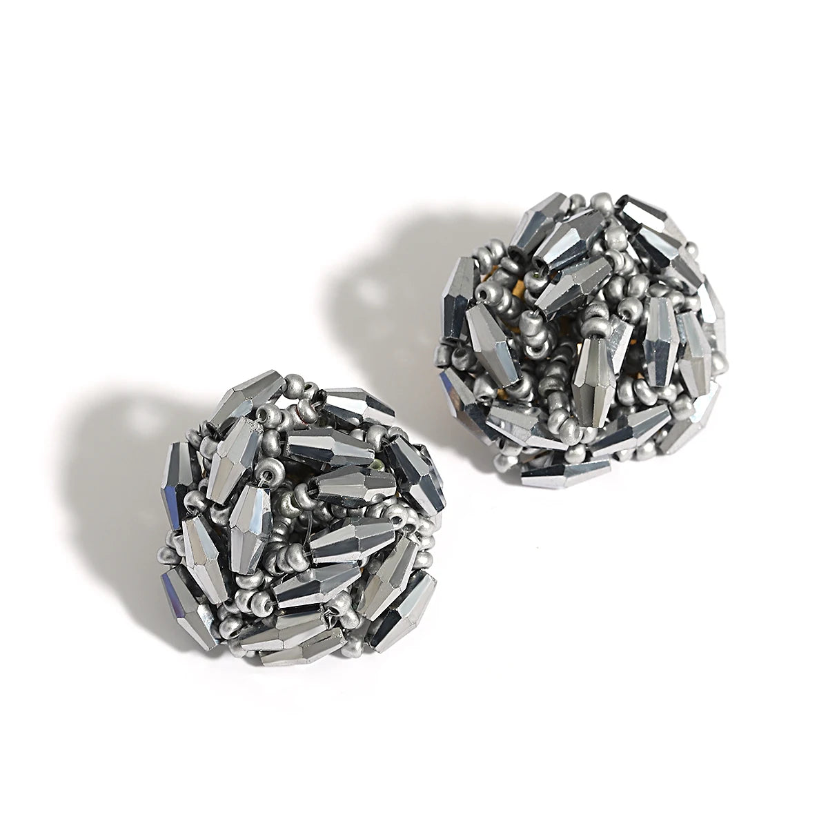 AENSOA Multicolor Crystal Seed Beads Round Stud Earrings for Women Bohemia Geometric Beaded Earrings Handmade Jewelry 2023