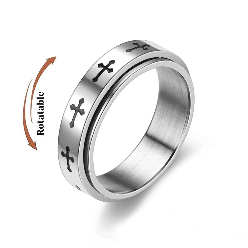 Silver Color Spinning Anxiety Rings for Men Women Star Moon Relaxing Ring 2025 Stainless Steel Anti Stress Rings Knuckle Jewelry
