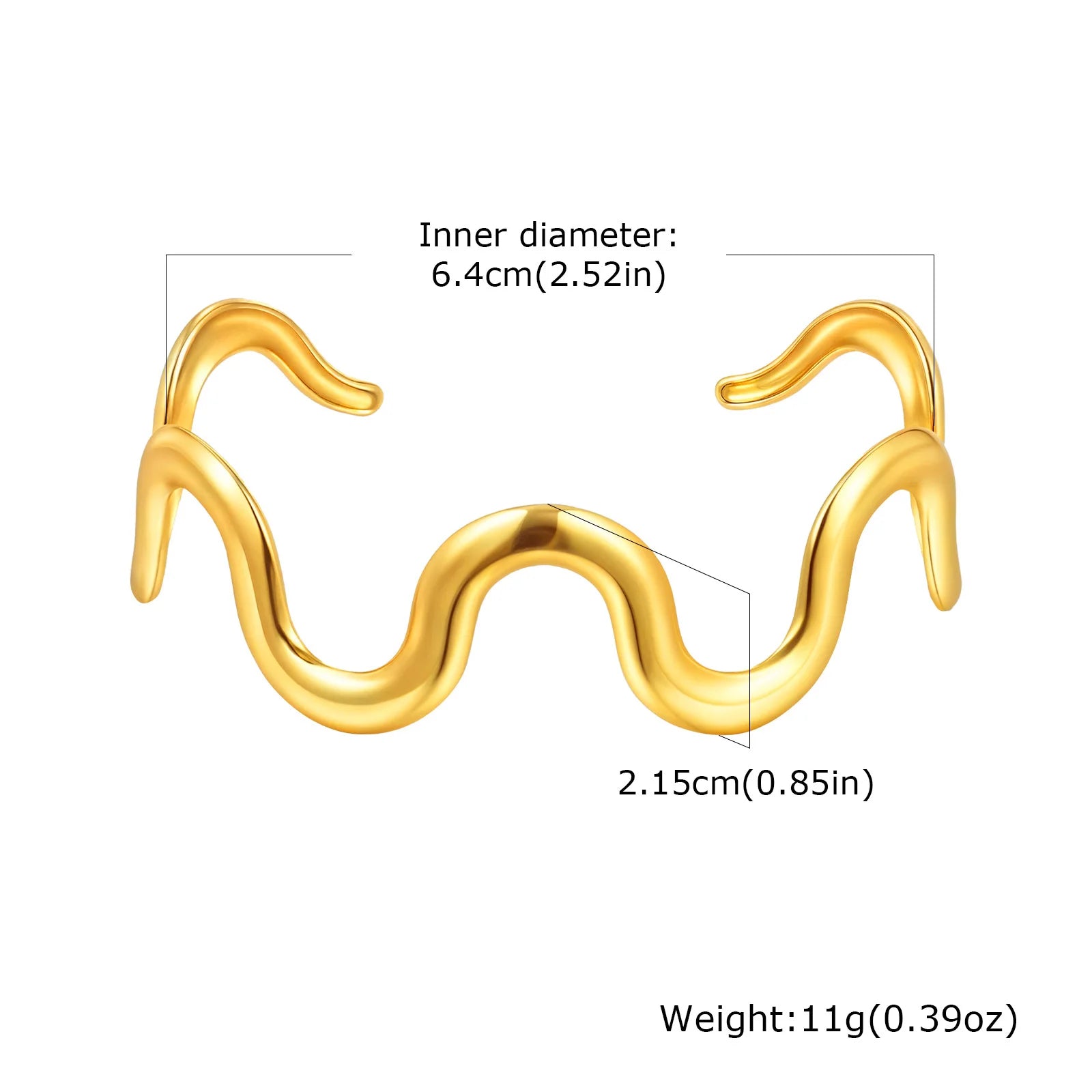 Bracelets Vnox en acier inoxydable à ouverture vague, joncs simples à lignes irrégulières plaqués or pour femmes, bijoux à charme géométrique, cadeaux