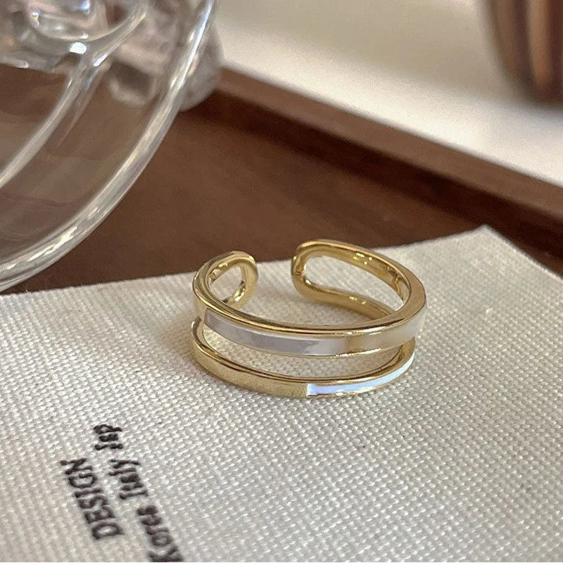 Korean High Sense Enamel Open Rings for Women Blue Green Oil Dripping Adjustable Finger Ring Geometric Exquisite Jewelry Gifts