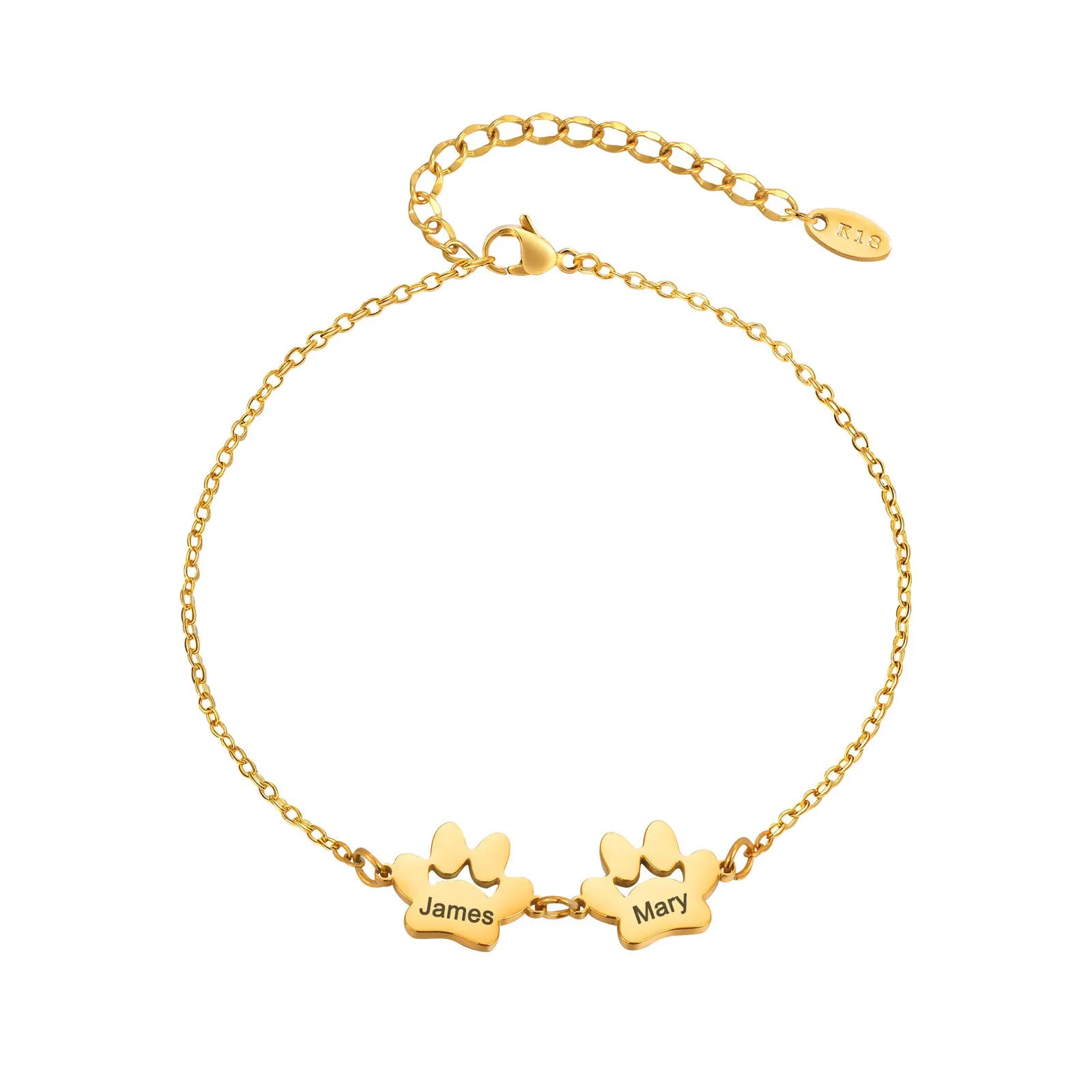 Vnox Cat Paw Women's Bracelet Cute Pet Accessories Engraving Name Bracelet Stainless Steel Custom Jewelry Same Suitable Animal