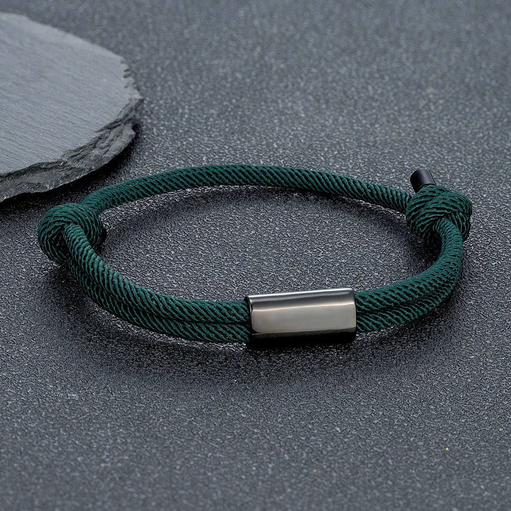 MKENDN Personalized Adjustable Sliding Knot Bracelet for Dad Individual Engraving Bracelet Couple Bracelet Initials Father's Day