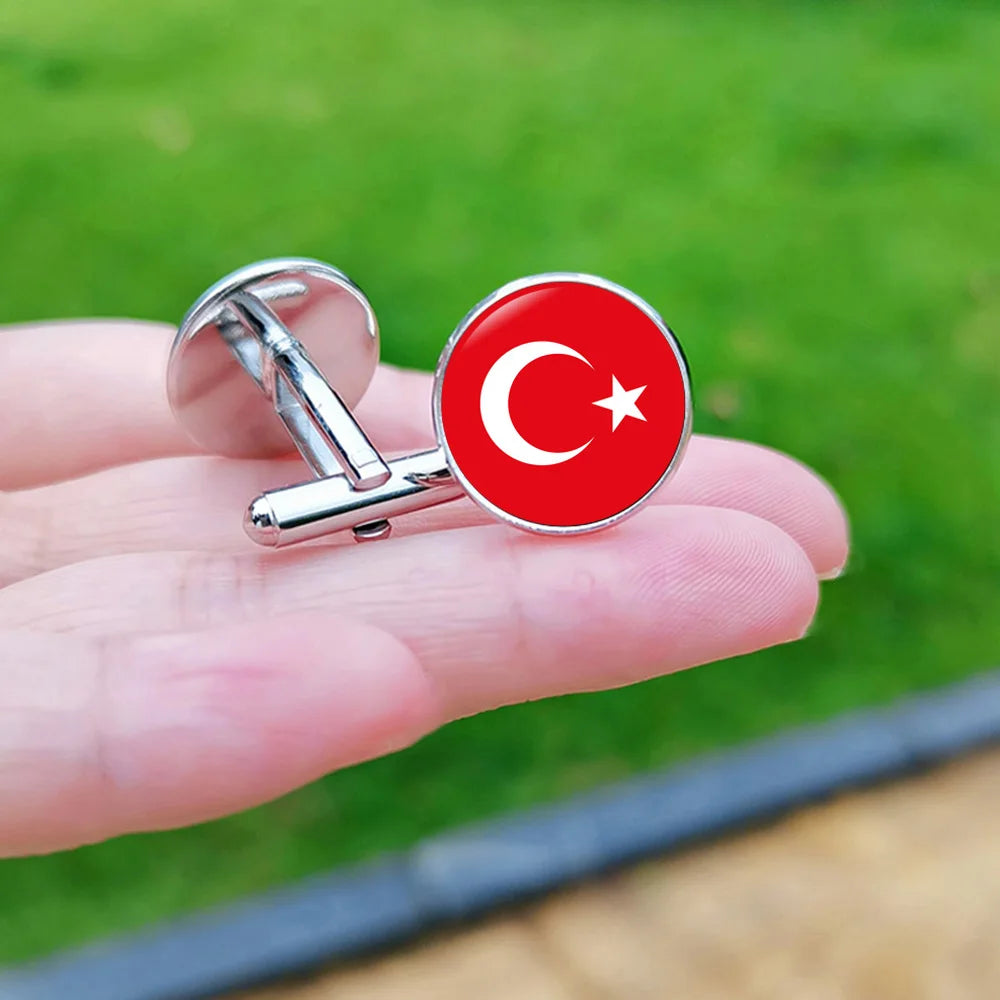 2024 France Flag Cufflinks Spain Chile Russia Netherlands Serbia USA Czech Republic Portugal Norway Switzerland Cuff Links Gift