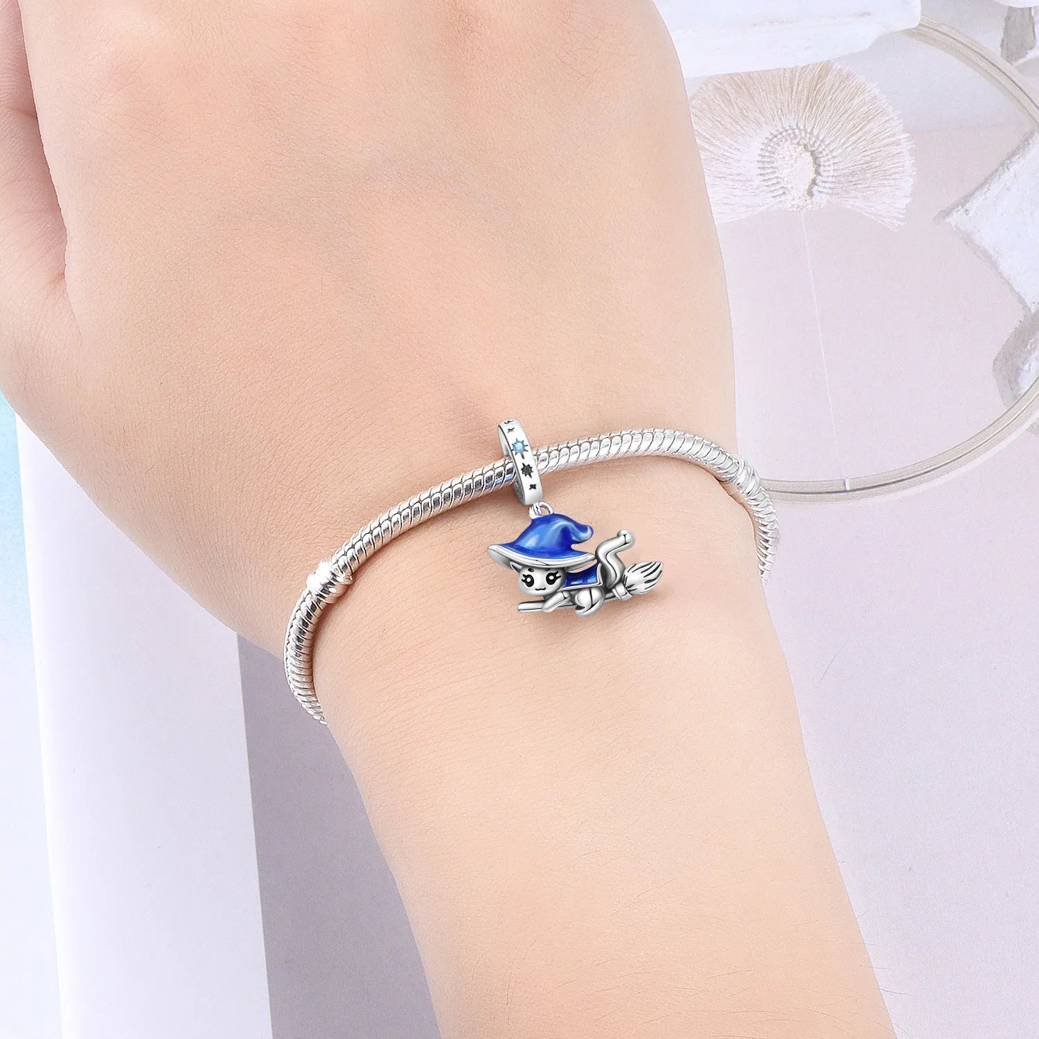 PANPOKI 925 Sterling Silver Magic Cat Pet Animal Pendant Beads Original Pendants Bracelet Charm Jewelry Party DIY Trendy Gifts