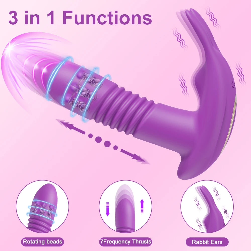 APP Bluetooth Thrusting Vibrator for Women Rotating Telescopic Dildo Remote Control G Spot Massage Clitoris Stimulator Sex Toy