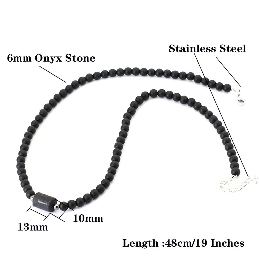 Unique Black Onyx Stone 12 Constellations Necklace For Men 19 Inches Stainless Steel Buckle Short Collar Casual Accessories Him - Madeinsea©