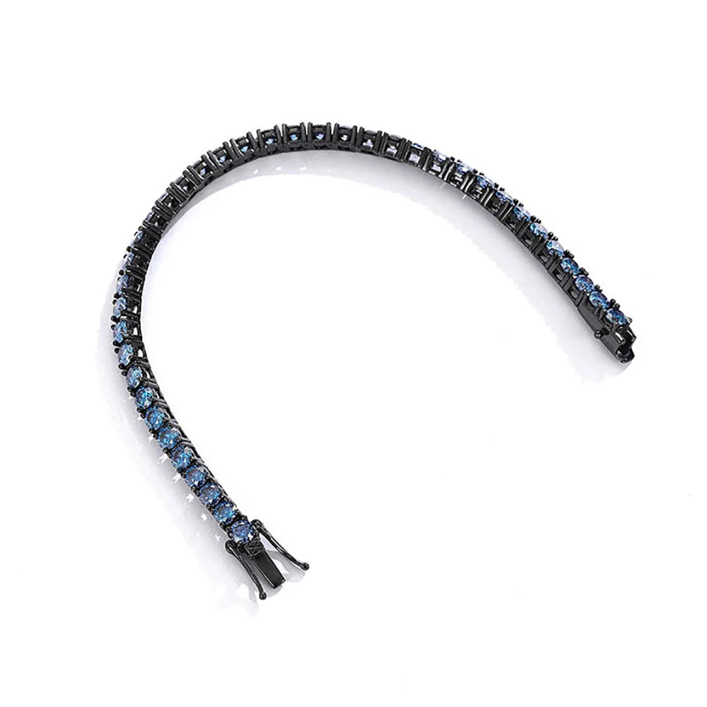 Serenity 3mm 5mm Royal Blue Moissanite Tennis Bracelet Women Man S925 Sterling Silver Bracelet Plated 18K Hand Chain Anniversary - Madeinsea©