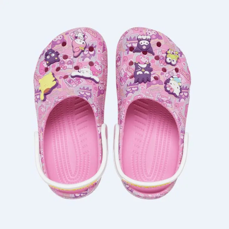 New Sandals Children Kuromi Sanrio Hello Kitty Kids Melody Cinnamoroll Crocs Cute Girls Slippers Non-Slip Beach Shoes Kid Gift