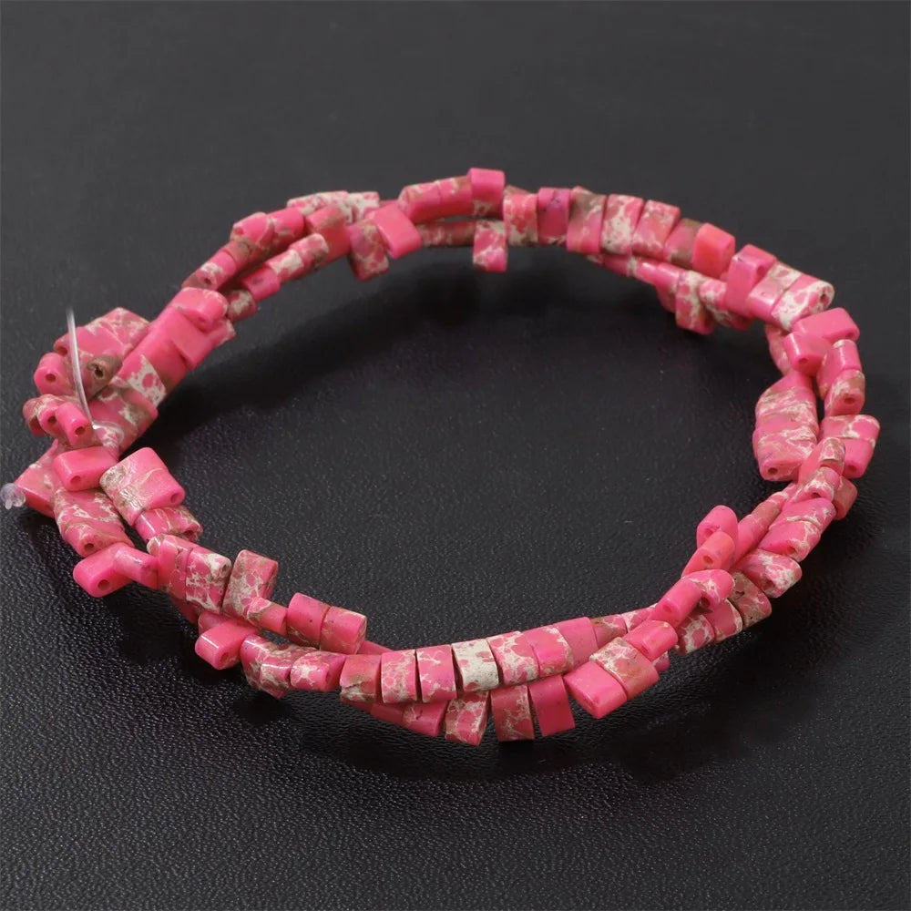 2x5mm Natural Two Hole Stone Bead Rectangle Tiger Eye Quartz Amazonite Loose Spacer Beads For Jewelry Making Bracelet Handmade