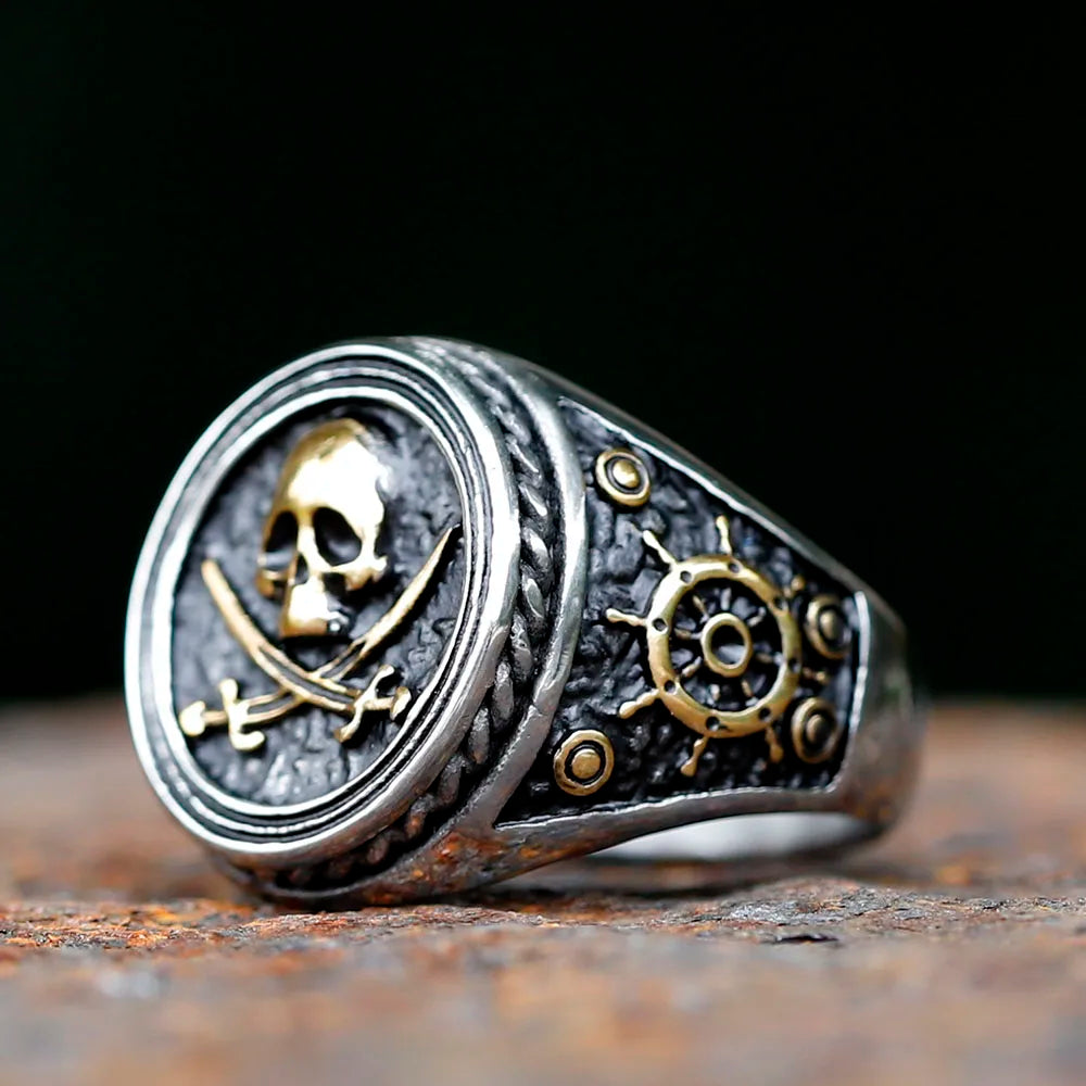 2022 NEW Men's 316L stainless-steel rings skulll ring Motorcycle Band Biker Party Fashion Jewelry for gift free shipping