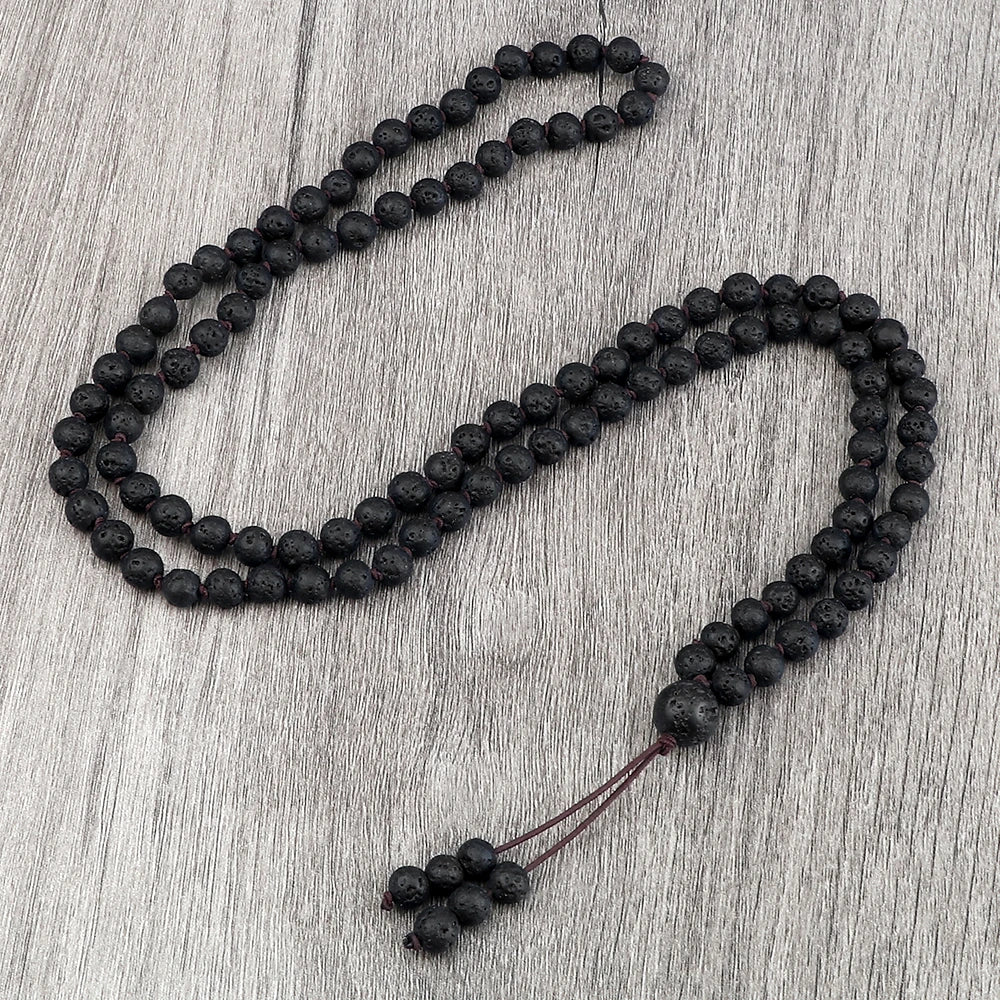 108 Natural Stone Fire Agate Black Onyx Beads Bracelet Necklace Men Multicolor Tiger Eye Necklace Women Malachite Prayer Jewelry