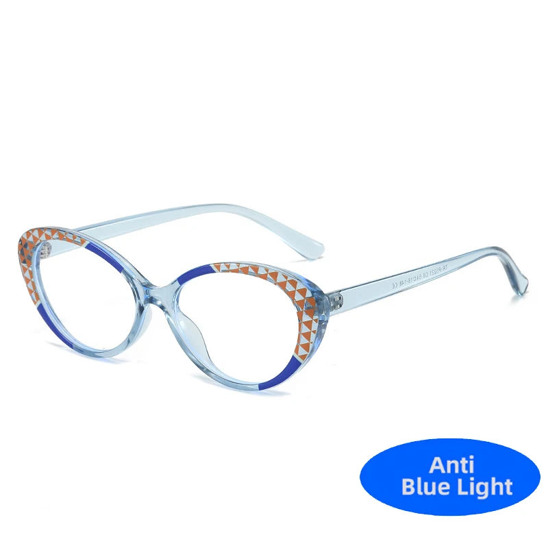 Cute Double Color Oval Anti Blue Light Glasses Computer Goggles Fashion Clear TR90 Frame Eyeglasses Blue Rays Blocking Eyewear