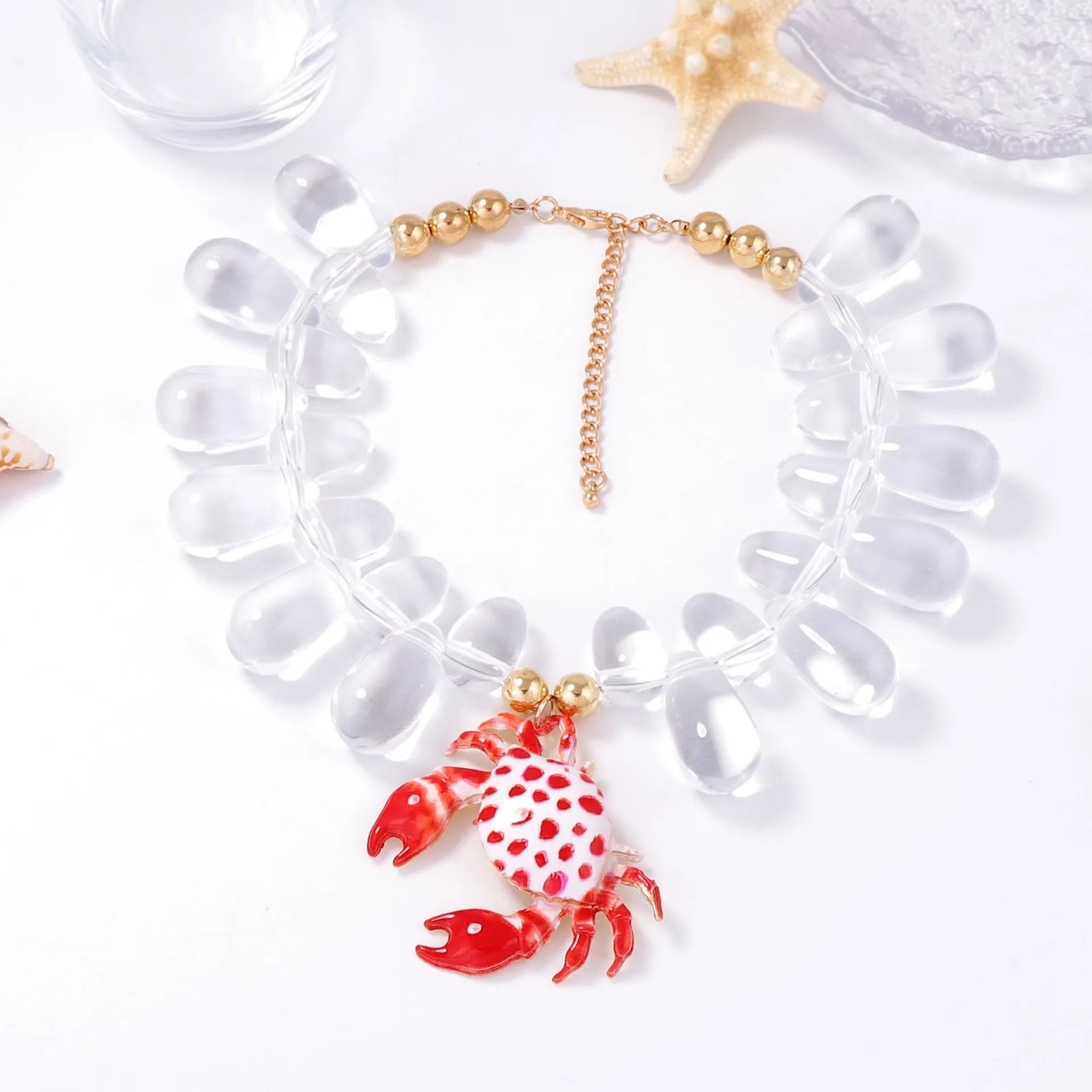 Beach Ocean Vacation Style Exaggerated Alloy Printed Crab Women's Necklace
