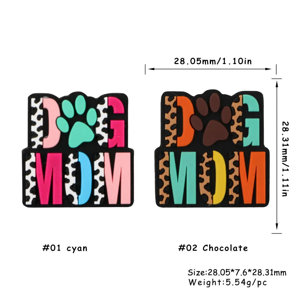 Lot de 5 ou 10 perles en silicone MOM pour la fabrication de bijoux, colliers, bracelets, accessoires de bijouterie